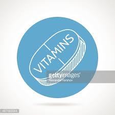 Vitamins are essential to human health. Vitamin Supplements Round Vector Icon Clipart Image