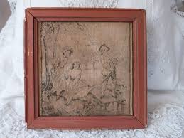 Antique French Framed Small Tapestry