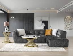 modern black velvet sectional sofa dark