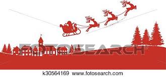 The reindeers that pull santa's sleigh are called dancer, prancer, dasher, comet, cupid, donner,vixen and blizten. Santa Sleigh Reindeer Flying Red Silhouette Clip Art K30564169 Fotosearch