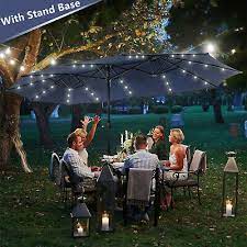 15ft Patio Umbrella With Stand Base Led