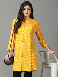 mandarin neck polka dot long shirt