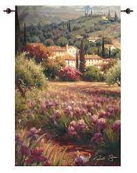 iris fields tuscan countryside tapestry