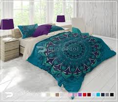 peacock mandala bedding set boho teal
