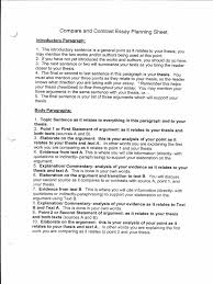 planning compare and contrast essay sheet 