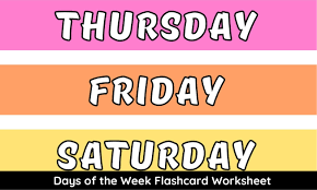 week in english flashcard worksheets