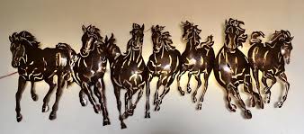 Seven Running Horse Metal Wall Decor