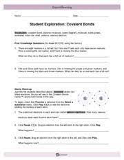 Covalent bonding is the stable balance of attractive and repulsive forces between two atoms as they share the electron. Covalentbondsse Key Pdf Covalent Bonds Answer Key Vocabulary Covalent Bond Diatomic Molecule Lewis Diagram Molecule Noble Gases Nonmetal Octet Rule Course Hero