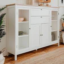 white brenna sideboard with glass doors