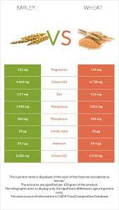 Calories, carbs, fat, protein, fiber, cholesterol, and more for barley bread mix with soy, dry (hodgson mill). Barley Vs Wheat Health Impact And Nutrition Comparison