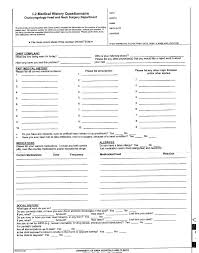 Forms For Medical History Past Medical History Medications Allergies
