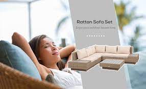 Outsunny 4pcs Sectional Rattan Sofa