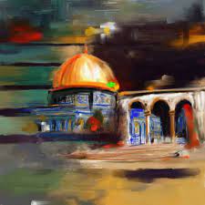 Palestinians evacuate a wounded man during clashes with israeli security forces in front of the dome of the rock mosque at the al aqsa mosque compound in jerusalem's old city monday, may 10, 2021. Masjid Ul Aqsa 415 I Painting By Corporate Art Task Force Saatchi Art