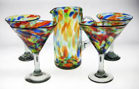 Martini Glasses Pitcher Confetti Swirl