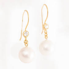 pair of indian pearl zircon earrings