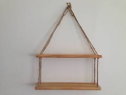 Oak Wall Hanging Shelves Felt