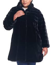 Plus Size Faux Fur Coat Black