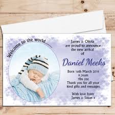 10 Personalised Baby Boy Birth Announcement Thank You Photo Cards N49