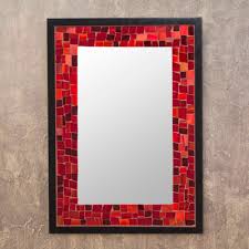 Handmade Red Glass Mosaic Wall Mirror