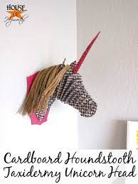 Cardboard Houndstooth Taxidermy Unicorn