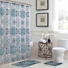 5 out of 5 stars. Bath Fusion Caroline Geometric 18 In X 30 In Bath Rug And 72 In X 72 In Shower Curtain 15 Piece Set In Teal Grey Ymb007220 The Home Depot