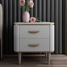 A white open box bedside table is a timeless and stylish idea minimalist open box bedside table is an idea that will fit many spaces wooden boxes turned into cool nightstands and decorated with turquoise washi tape White Nightstand 2 Drawers Faux Marble Top Bedside Cabinet With Gold Pulls