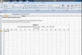Excel Pv Annuity Factor Table Formula