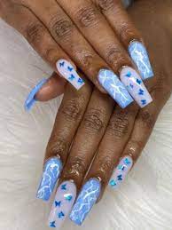 38 pretty blue acrylic nails every