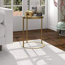 Brass Round Side Table With Glass Top