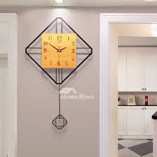 Square Wall Clock Pendulum Wrought Iron