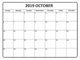 Print October 2019 Calendar Printable Monthly Template