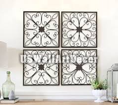 Set Of 4 Rustic Metal Scroll Wall Decor