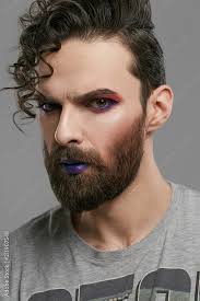 male makeup look 2 3 view portrait of