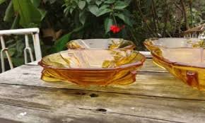 Amber Colored Glass Fruit Desert Bowls