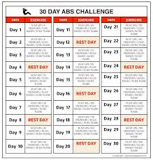 30 Day Abs Challenge Chart Before And After Results Abs