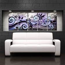 Purple Metal Wall Art Panels Silver