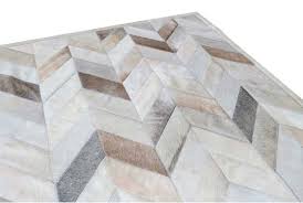 chevron taupe patchwork cowhide rug