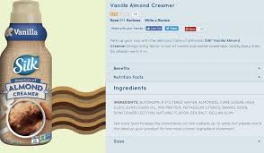 silk almond coffee creamer nutrition facts