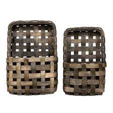 2 Set Aged Wall Pocket Baskets