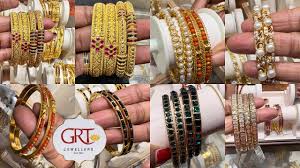 grt gold ruby bangles collection pearl