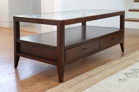 Mainstays logan coffee table, espresso finishes (l x w x h) 33.94 x 19.29 x 16.34 inches. Coffee Table Makeover How To Refinish An Old Coffee Table With Glass Top Hydrangea Treehouse