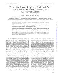 Research papers are not limited to a specific field area. Pdf Depression Among Recipients Of Informal Care The Effects Of Reciprocity Respect And Adequacy Of Support