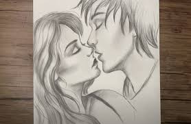 loving couple kissing drawing