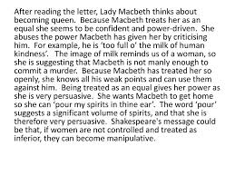 paragraphs for essay on the treatment of women ppt after reading the letter lady macbeth thinks about becoming queen
