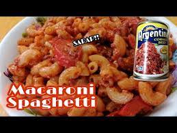 home made macaroni spaghetti corned