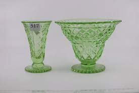 Lot 2 Green Depression Glass Vases 561