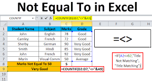 not equal to in excel exles how