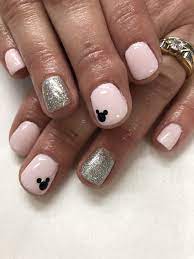 Pale Pink & Silver Disney Gel Nails | Mickey nails, Disney gel nails,  Cruise nails