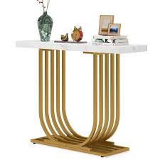 white gold console table