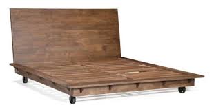 iron wood bed frame industrial caster